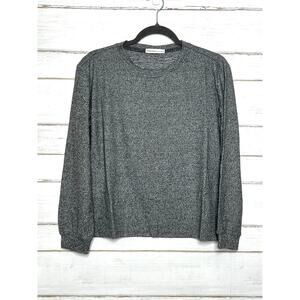 Zenana Small Heather Grey Long Sleeve Top Stretch Lightweight Crew Neck Casual